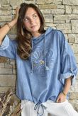 Rustic Nature Linen Blend Hippie Shake Hoodie Washed Navy